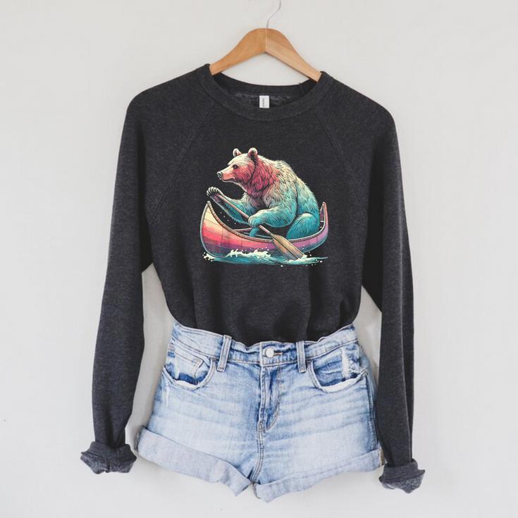 Canoe Bear Canoeing Raglan Baseball Tee Raglan Sleeve Sweatshirt