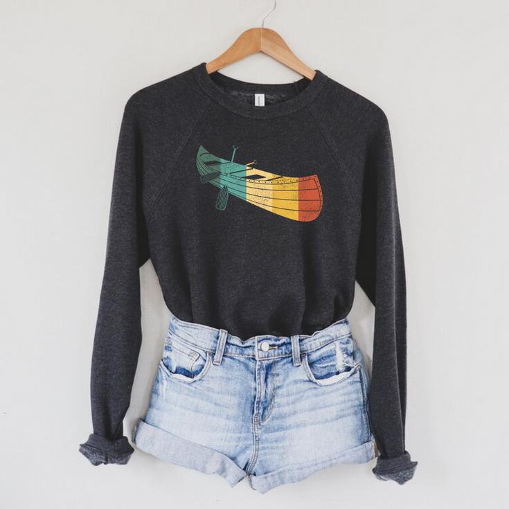 Canoe Canoeing Retro Vintage Raglan Sleeve Sweatshirt