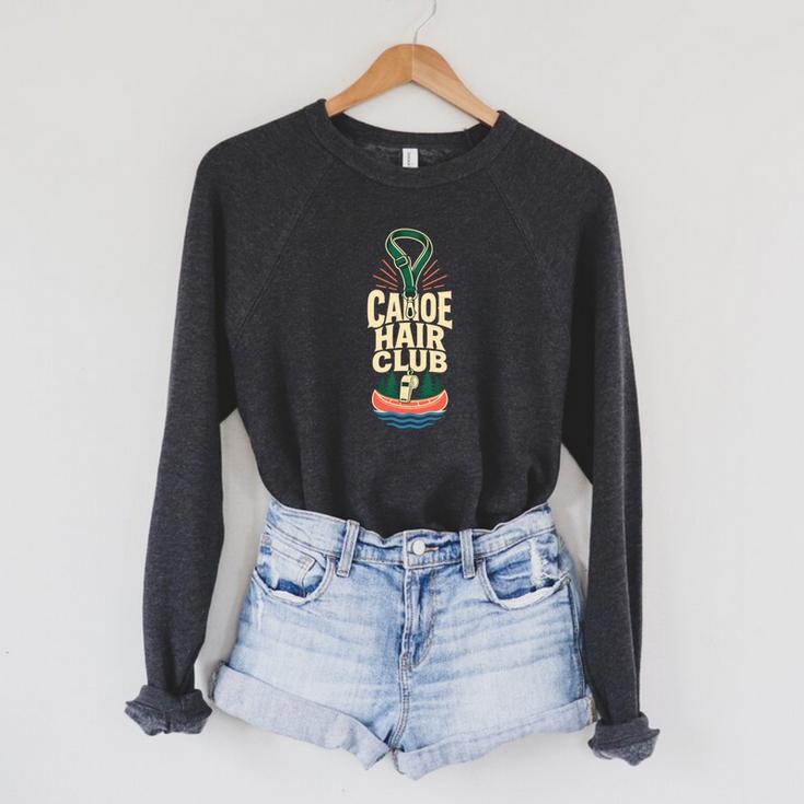 Canoe Hair Club Paddling Retro Comfort Colors Crop Top Raglan Sleeve Sweatshirt