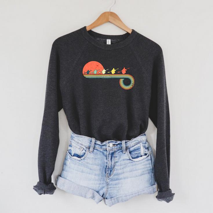 Canoe Retro Vintage Sunset Rainbow Raglan Baseball Tee Raglan Sleeve Sweatshirt