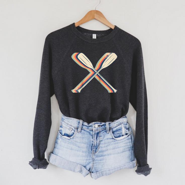Canoeing Canoe Paddle Paddling Retro Line Art Raglan Baseball Tee Raglan Sleeve Sweatshirt