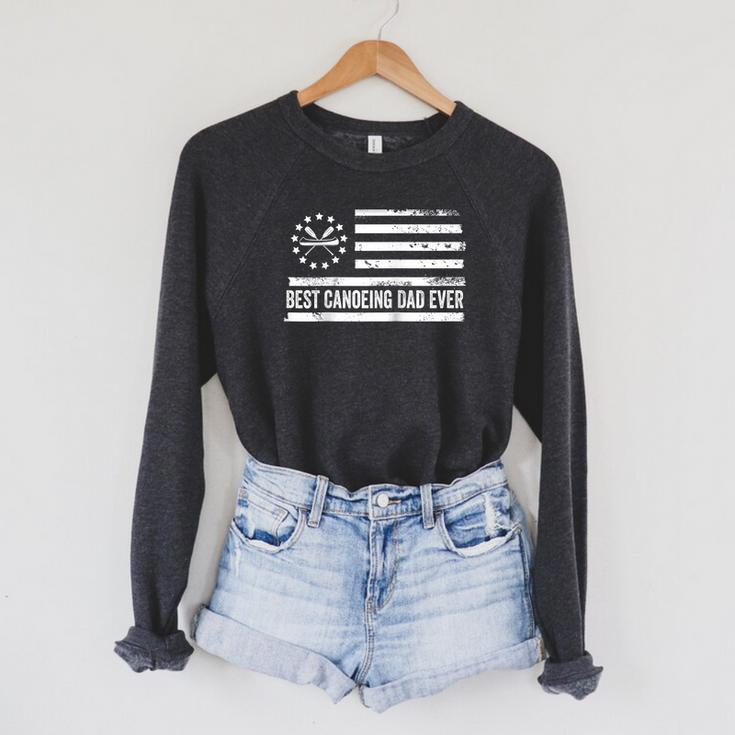 Canoeing Canoe US American Flag Patriotic Retro Raglan Baseball Tee Raglan Sleeve Sweatshirt