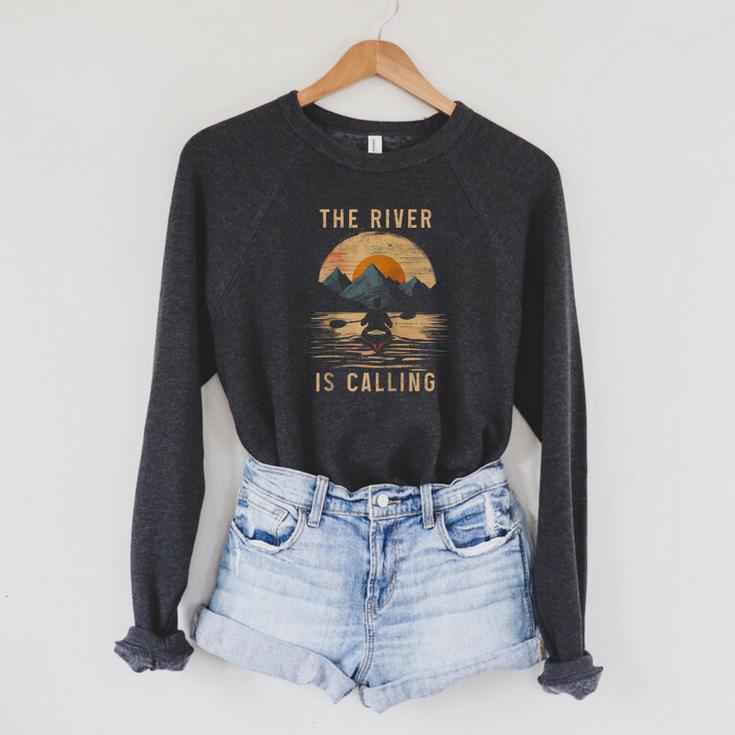 Kayak Kayak Vintage Mountains Canoe Kayak Raglan Baseball Tee Raglan Sleeve Sweatshirt