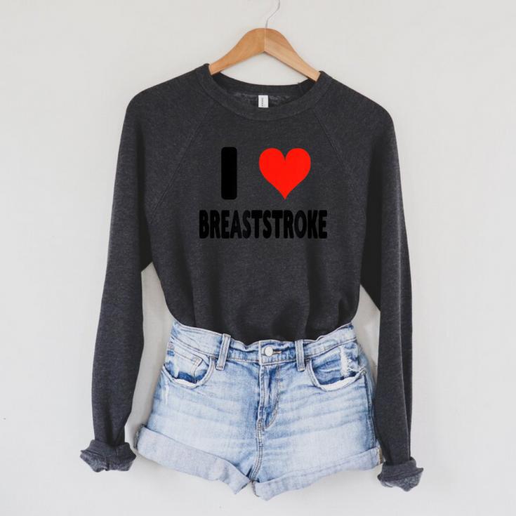 I Love Breaststroke Heart Swim Swimmer Pool Swimming Raglan Sleeve Sweatshirt