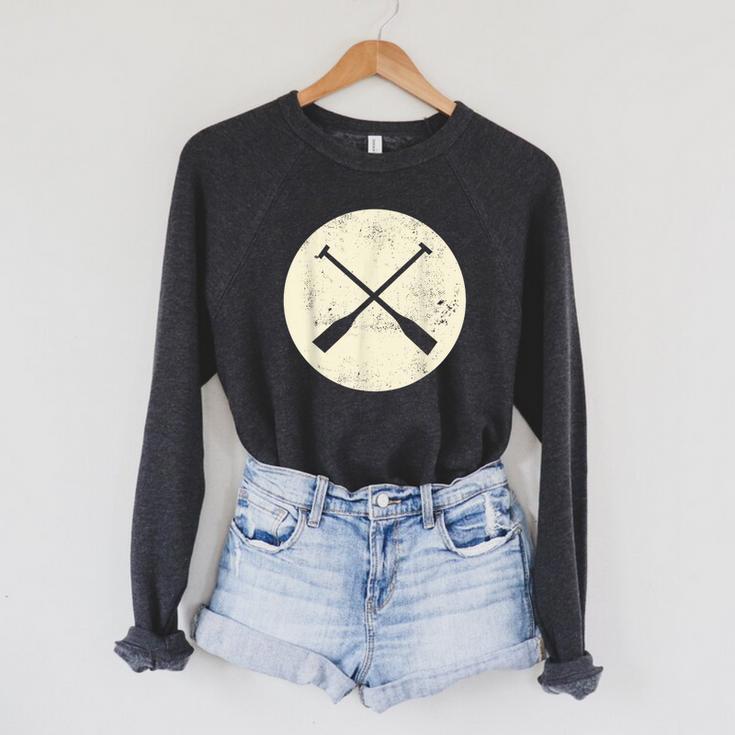 Retro Vintage Canoe Paddles Crossing Canoe & Kayaking Raglan Sleeve Sweatshirt
