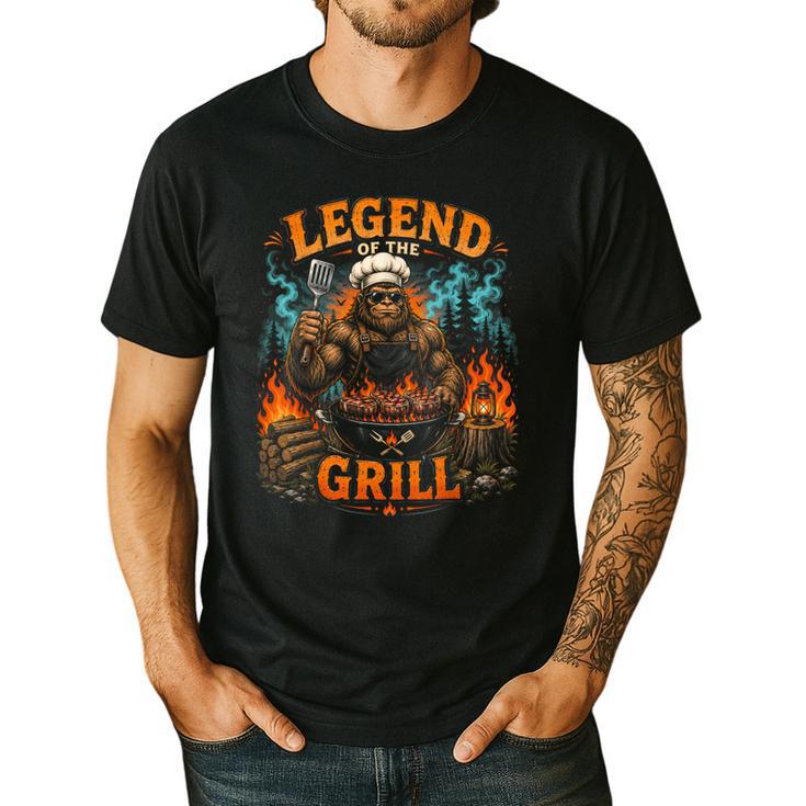 Bigfoot Legend Of The Grill BBQ Dad Father Day 2026 Men's Casual T-Shirt