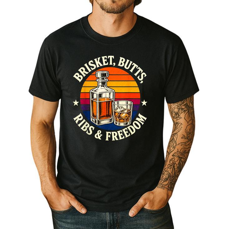Brisket Butts Ribs And Freedom BBQ Dad Men's Casual T-Shirt