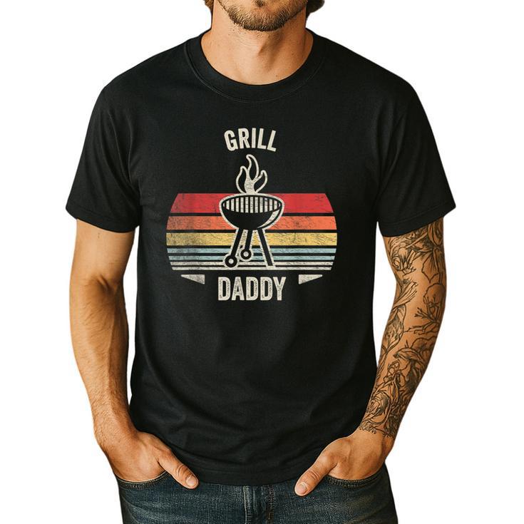 Grill Daddy BBQ Dad Retro Vintage Grilling Graphic Men's Casual T-Shirt
