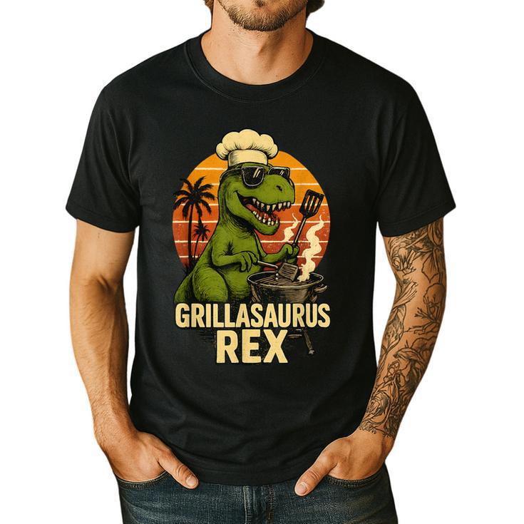 Grilling Dinosaur Grillasaurus T-Rex BBQ Dad Joke Men's Casual T-Shirt
