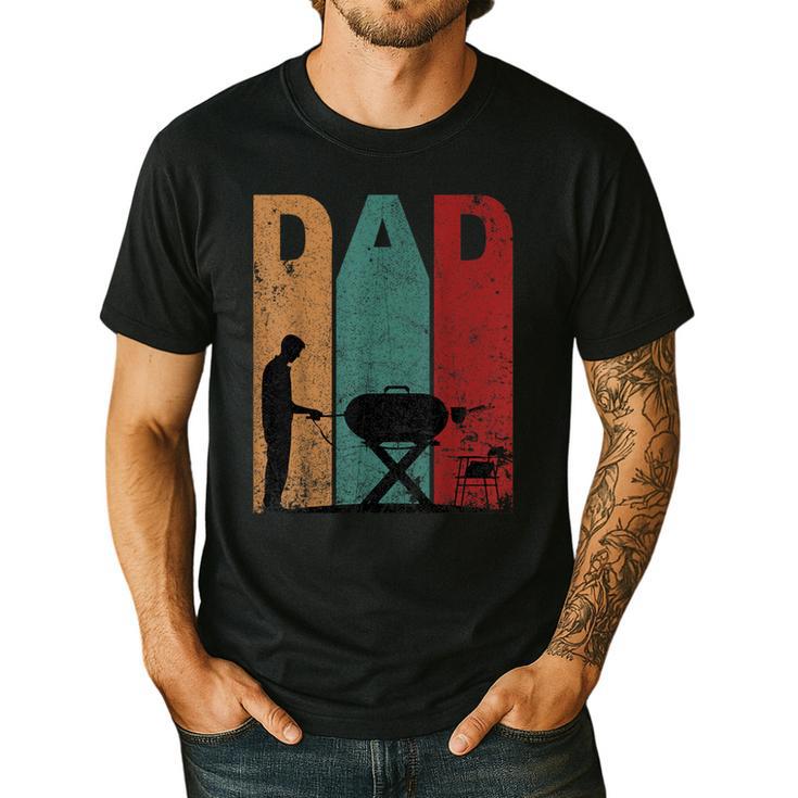 Vintage BBQ Dad Silhouette Father's Day Retro Men's Casual T-Shirt