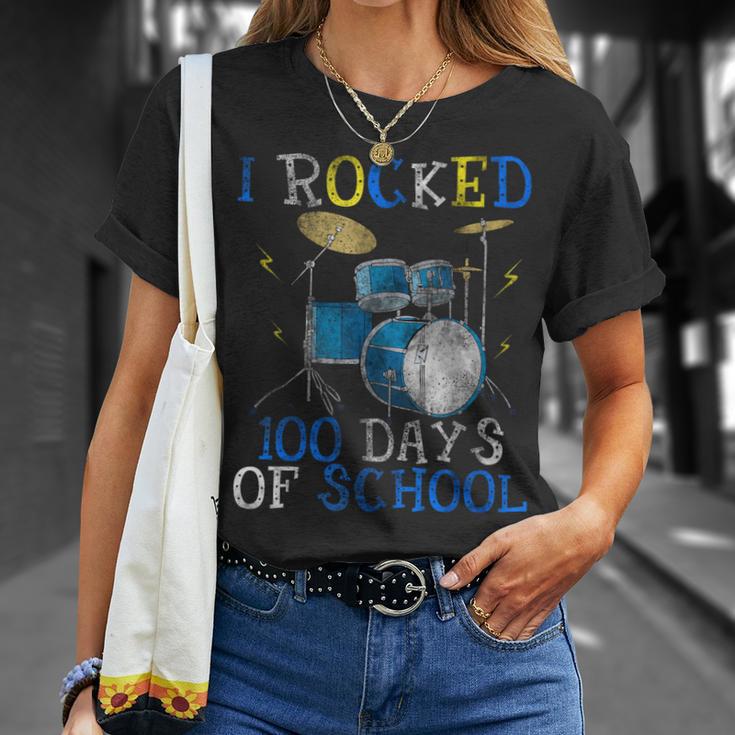 100th Day Of SchoolShirt Happy 100 Days Drum Kit Music T-Shirt Gifts for Her