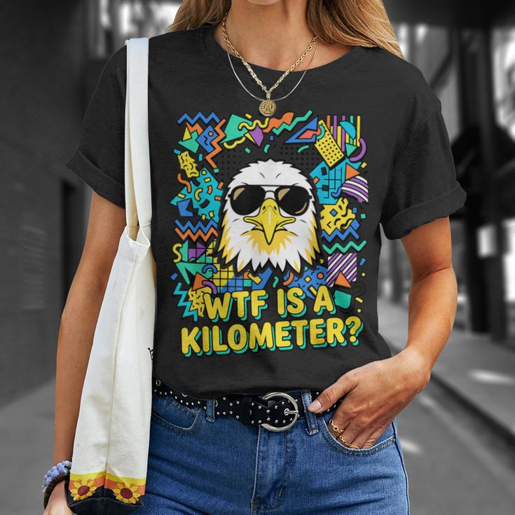 4 Juli Wtf Ist Kilometer Eagle 90Er Jahreintage T-Shirt Geschenke für Sie