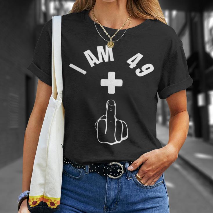 I Am 49 1 Doigt D'honneur Humoristique 50 Ans T-Shirt Cadeaux pour elle
