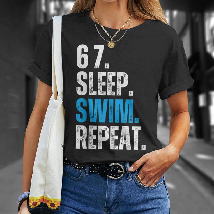 67 Sleep Swim Repeat Swimming Swimmer 67 Meme T-Shirt Gifts for Her
