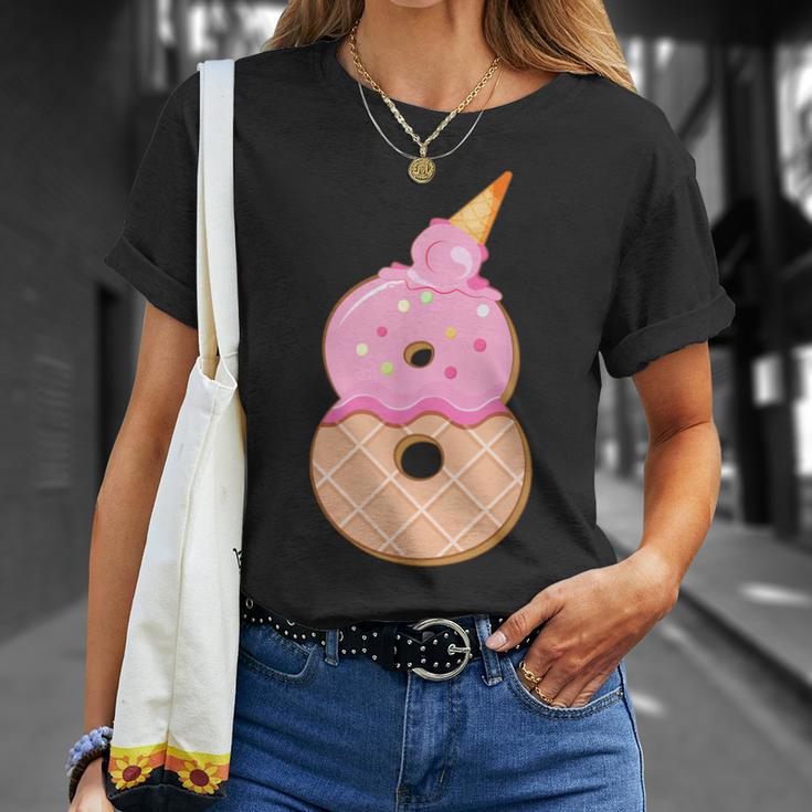 8歳の誕生日、女の子8歳、アイスクリーム、ナンバー8 Tシャツ 彼女への贈り物