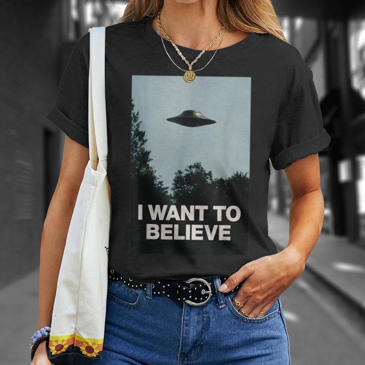 Alien Ufo Bekleidung I Want To Believe T-Shirt Geschenke für Sie