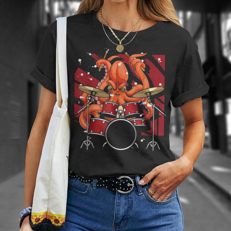 Animal Octopus Musician Drum Kit Octopus Drummer T-Shirt Gifts for Her