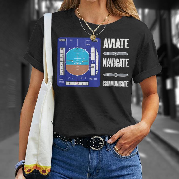 Aviación Aviador Diseño Horizonte Artificial Camiseta unisex Regalos para ella