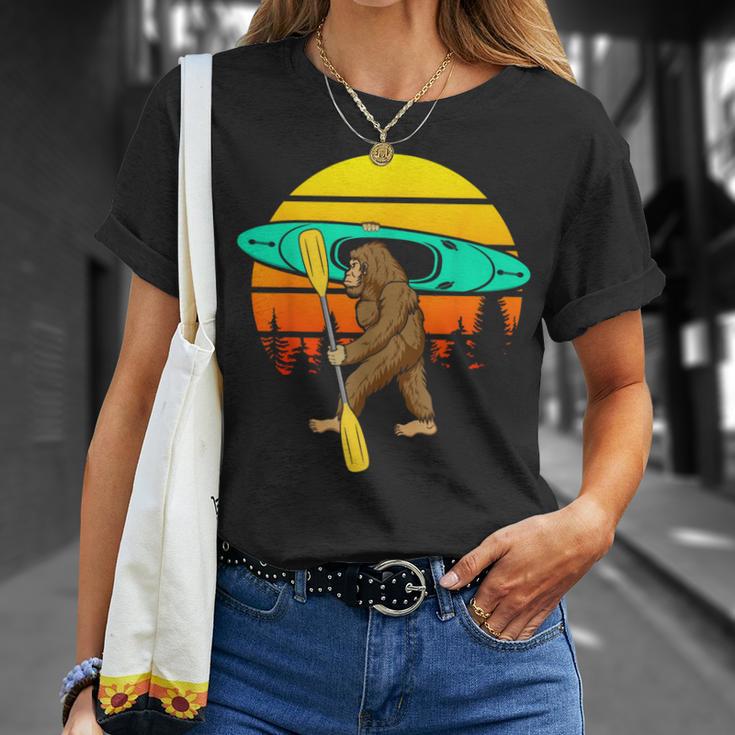 Bigfoot Kayak Paddling Lake Rafts Inflatable Canoe Sasquatch T-Shirt Gifts for Her Bigfoot Kayak Paddling Lake Rafts Inflatable Canoe Sasquatch T-Shirt Gifts for Her