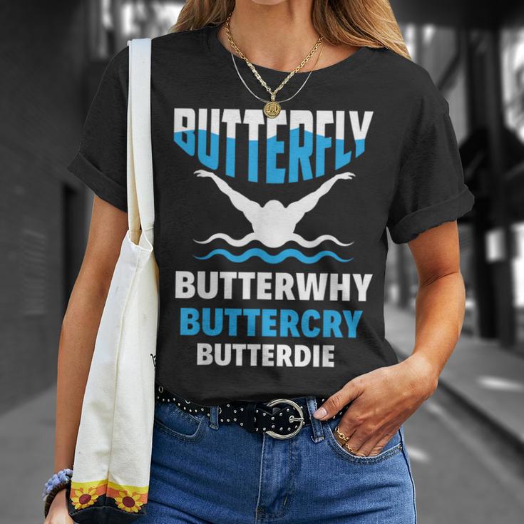 Butterfly Butterwhy Buttercry Swimming Swimmer T-Shirt Gifts for Her Butterfly Butterwhy Buttercry Swimming Swimmer T-Shirt Gifts for Her