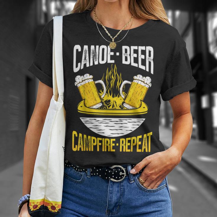 Canoe Beer Campfire Repeat Kayak Canoe T-Shirt Gifts for Her