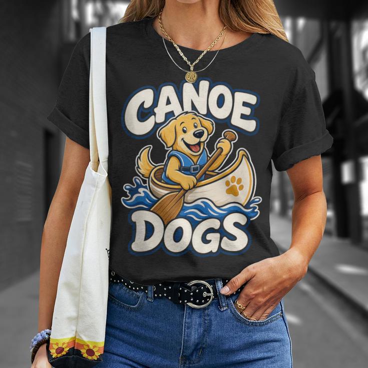 Canoe Dogs Golden Retriever Paddling Graphic T-Shirt Gifts for Her