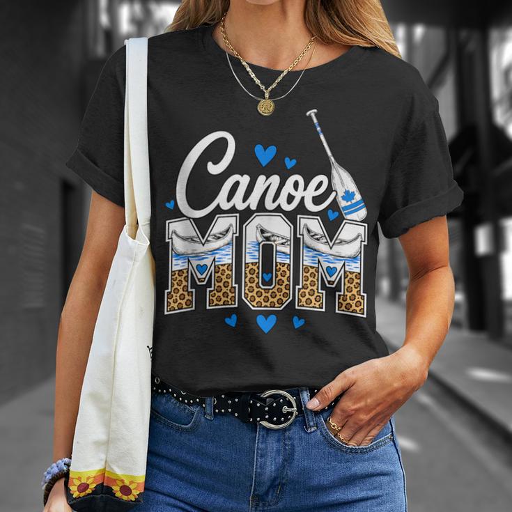 Canoe Mom Leopard Print Paddle River Lake Sport Mother T-Shirt Gifts for Her