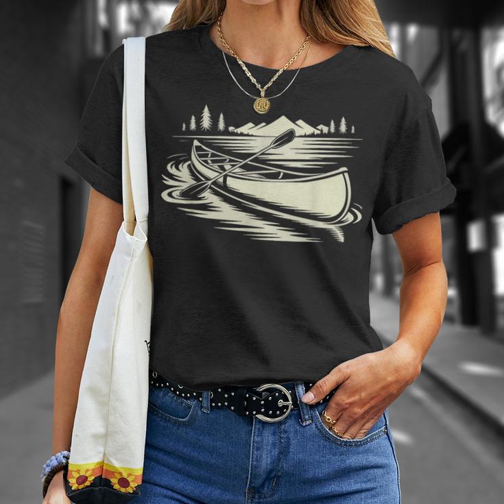 Canoe Tripper Loading Portage Pack First Light T-Shirt Gifts for Her