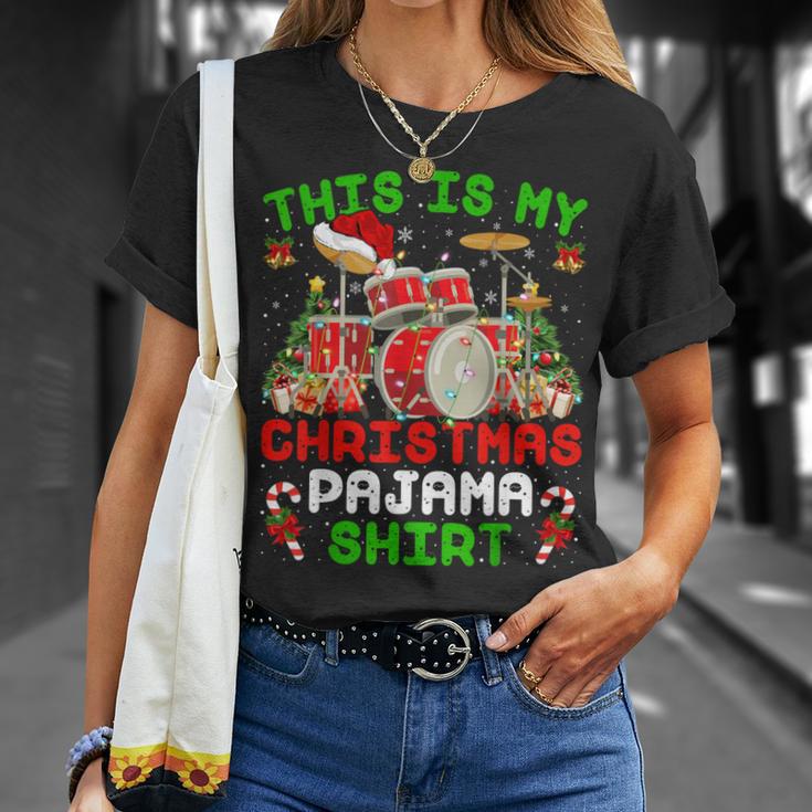 This Is My Christmas Pajama Shirt Drum Kit Christmas T-Shirt Gifts for Her