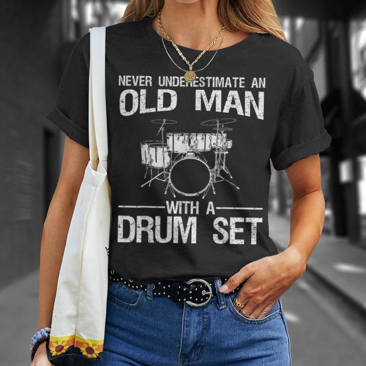 Cool Drummer Art Men Dad Drum Set Player Drum Kit Musician T-Shirt Gifts for Her