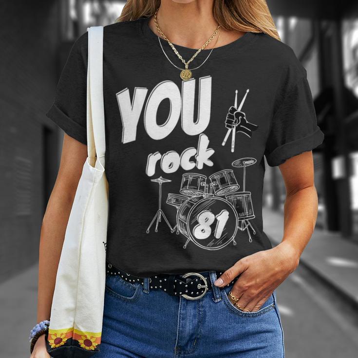 Drum Kit Drummer 81 Years 81st Birthday Men Women T-Shirt Gifts for Her Drum Kit Drummer 81 Years 81st Birthday Men Women T-Shirt Gifts for Her