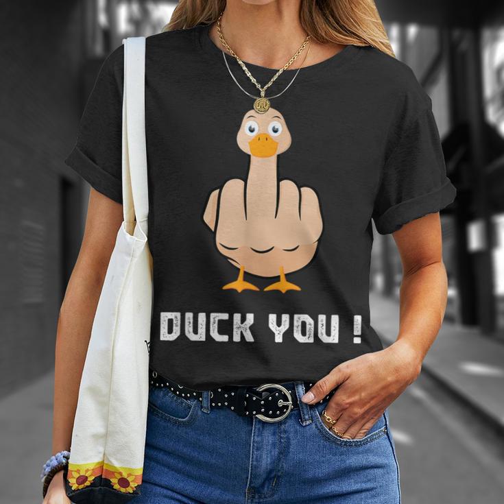 Duck You Duck Lover ひっくり返す鳥 クワック ダッキー 皮肉 Tシャツ 彼女への贈り物