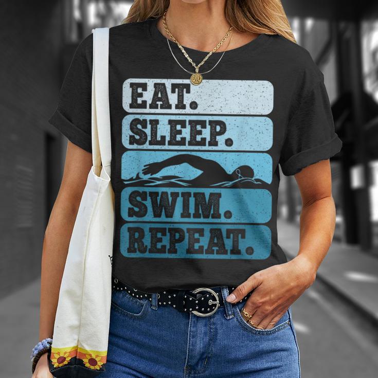 Eat Sleep Swim Vintage Swimming Lover Swimmer Men Women T-Shirt Gifts for Her Eat Sleep Swim Vintage Swimming Lover Swimmer Men Women T-Shirt Gifts for Her