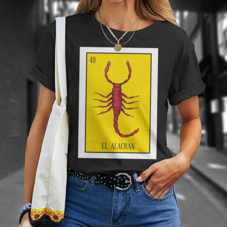 El Alacran Lotería Regalo La Tarjeta Escorpión Lotería Mexicana Manga Larga Camiseta unisex Regalos para ella