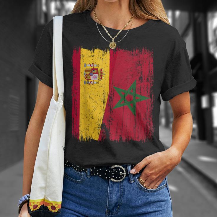 España Marruecos Media Bandera Española Marroquí Heritage Jersey Camiseta unisex Regalos para ella
