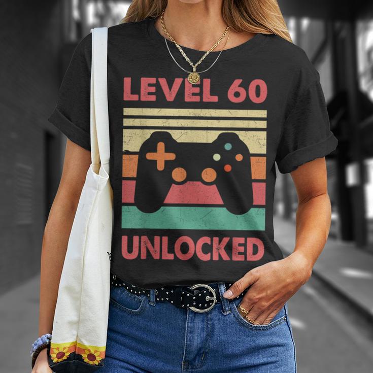 Hombre Nivel 60 Desbloqueado –Intage 60 Cumpleaños Gaming Gamer Retro Camiseta unisex Regalos para ella
