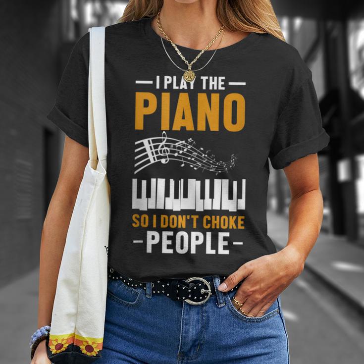 Hombre Pianista Y Teclista Amante De La Música Piano In Mangas Camiseta unisex Regalos para ella