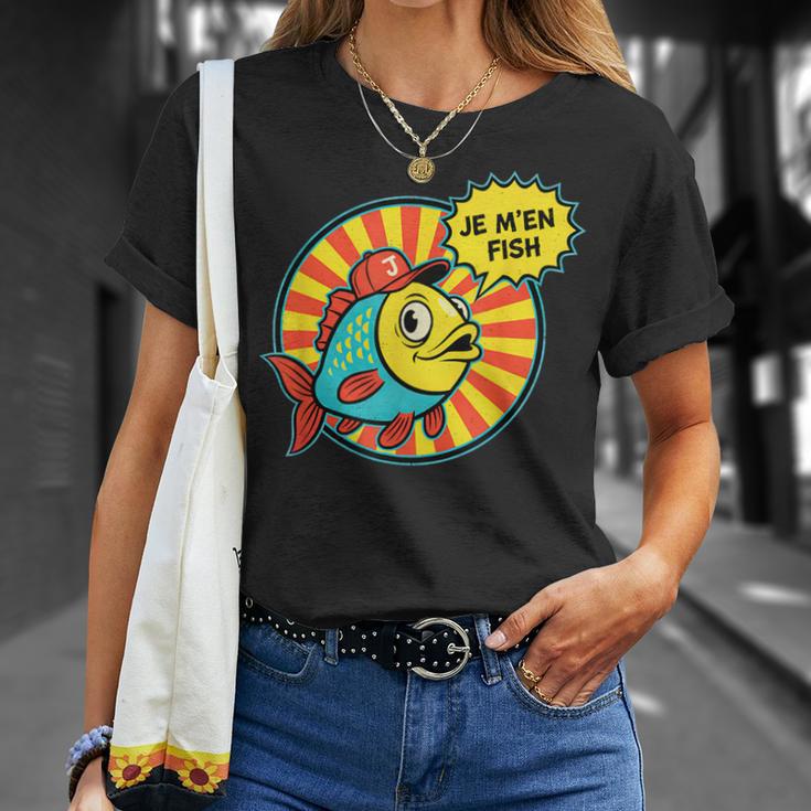 Je M'en Poisson Français Pun Cartoon Fish T-Shirt Cadeaux pour elle