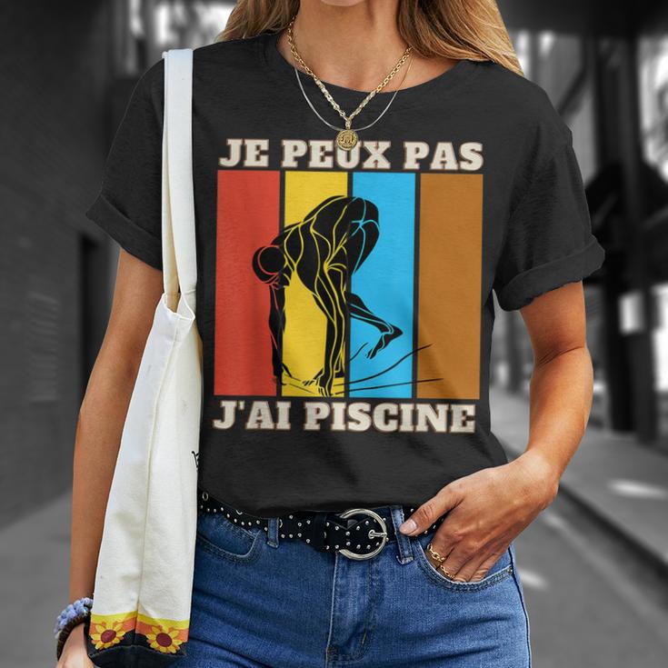 Je Peux Pas J'Ai Piscine Swimming Humour Retro Swimming Pool T-Shirt Gifts for Her Je Peux Pas J'Ai Piscine Swimming Humour Retro Swimming Pool T-Shirt Gifts for Her