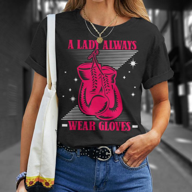 A Lady Always Wear Gloves Kickboxer Fan Muay Thai Boxing T-Shirt Gifts for Her