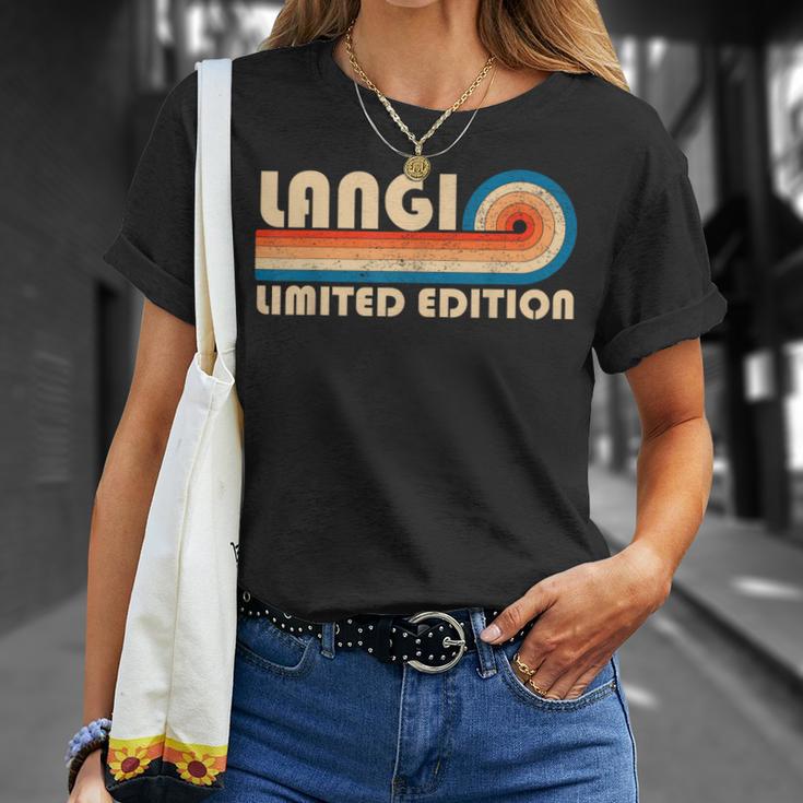 Langi Retro 70S 80Sunsettripe Camiseta unisex Regalos para ella