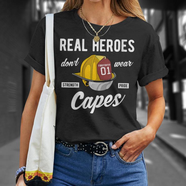 Loserdaderos Héroes No Usan Capas De Bombero Cuello Camiseta unisex Regalos para ella