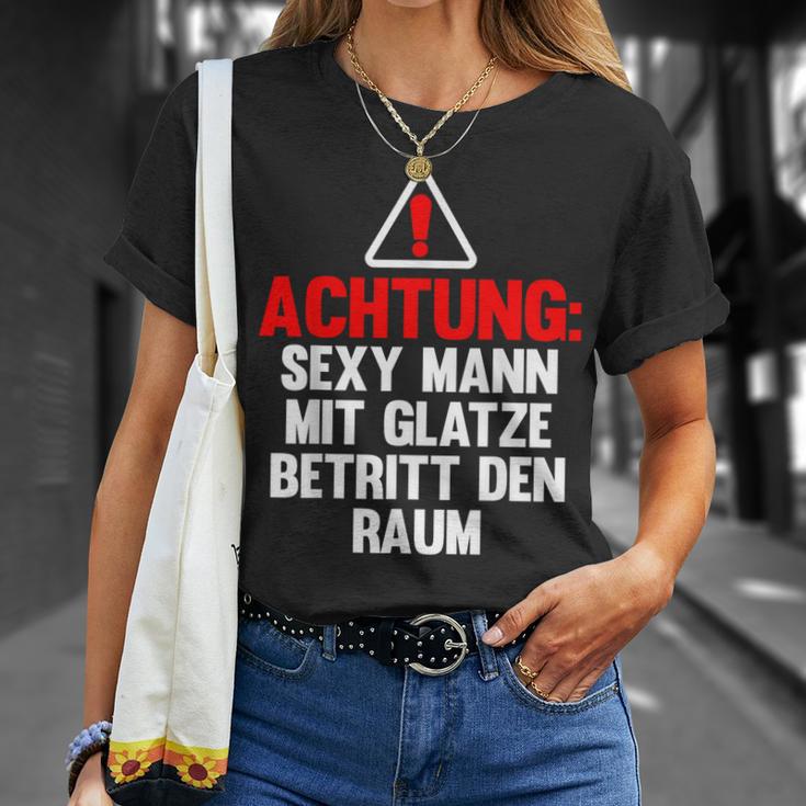 Lustig Glatze Glatzkopfprüche Frisur Achtungexy Mann T-Shirt Geschenke für Sie