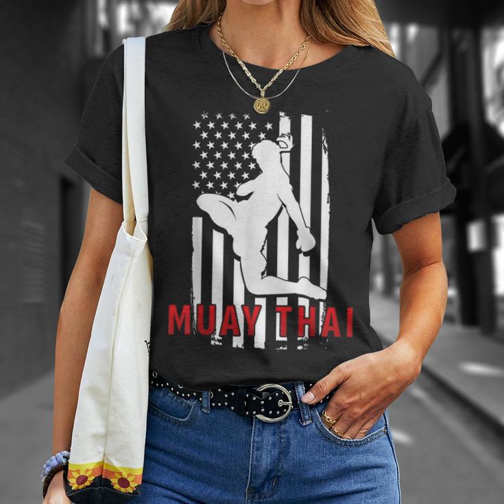 Muay Thai American Flag Fighter Patriotic T-Shirt Gifts for Her