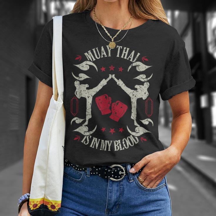 Muay Thai Is In My Blood Traditional Fighters Thai Boxing T-Shirt Gifts for Her
