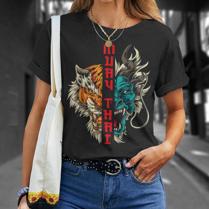 Muay Thai Thai Boxing Dragon Tiger T-Shirt Gifts for Her
