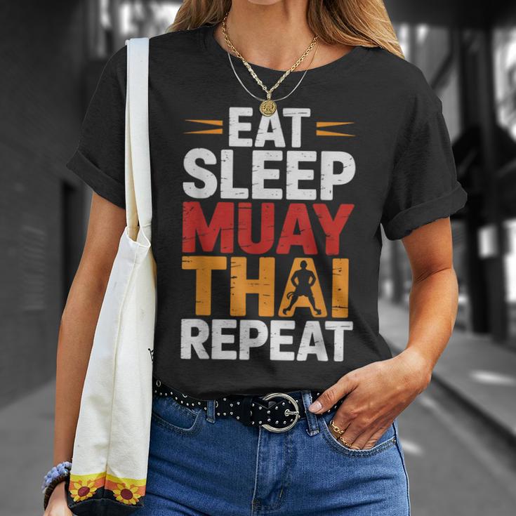 Muay Thai Fighter Eat Sleep Repeat Lifestyle Training T-Shirt Gifts for Her