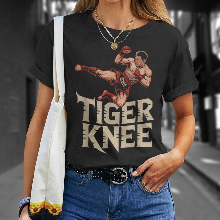Muay Thai Fighter Tiger Knee Vintage Distressed Badge T-Shirt Gifts for Her