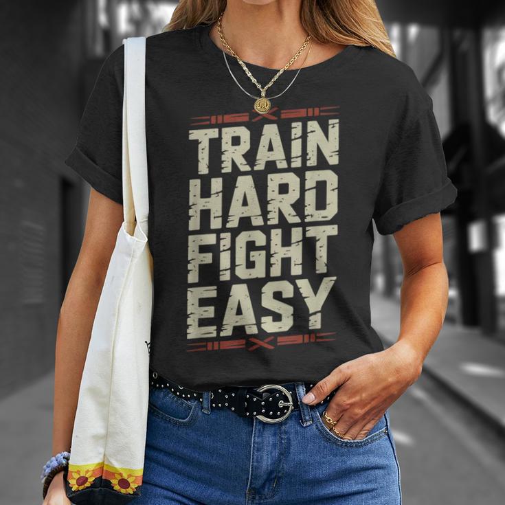 Muay Thai Fighter Train Hard Fight Easy Training Motivation T-Shirt Gifts for Her Muay Thai Fighter Train Hard Fight Easy Training Motivation T-Shirt Gifts for Her
