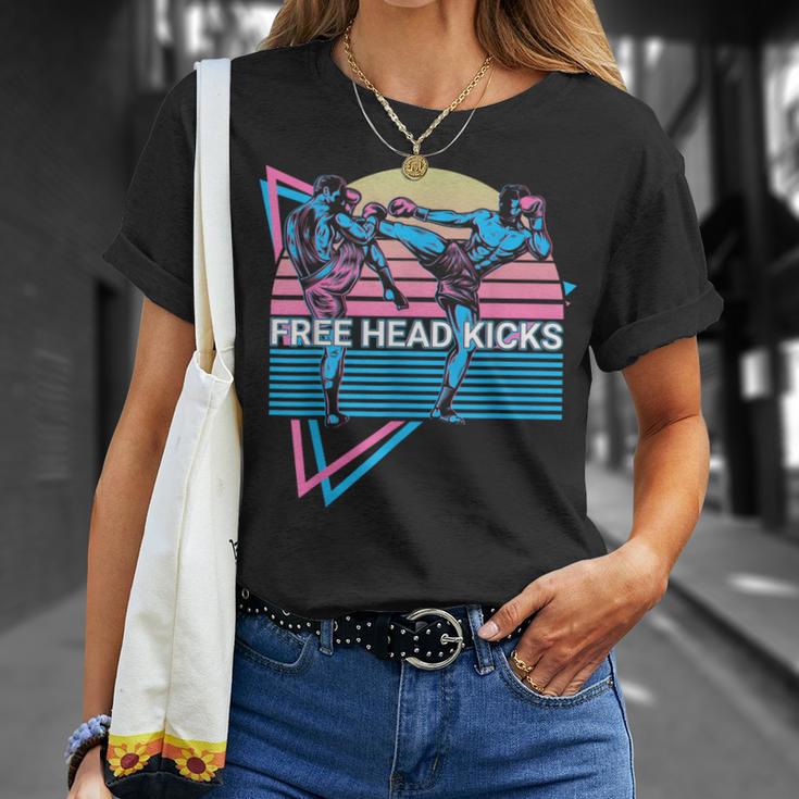 Muay Thai Kickboxing Retro Free Head Kicks T-Shirt Gifts for Her